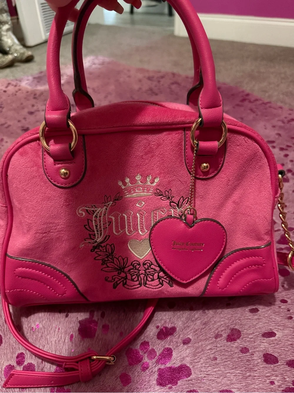 Juicy Couture Bright Pink Satchel with Heart Charm